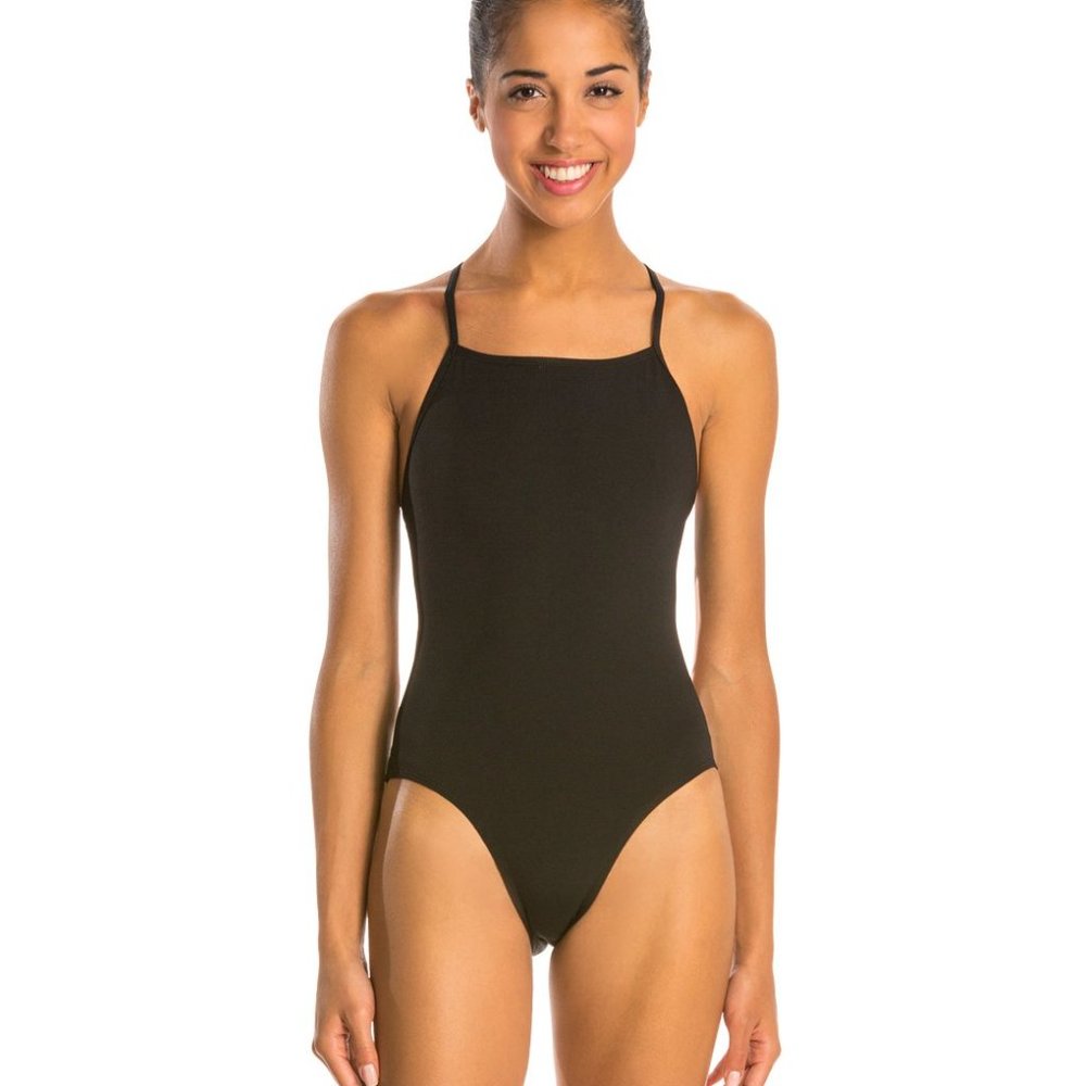 EQ Barcelona One Piece Open Back Swimsuit Women's Size 36 Black NWT